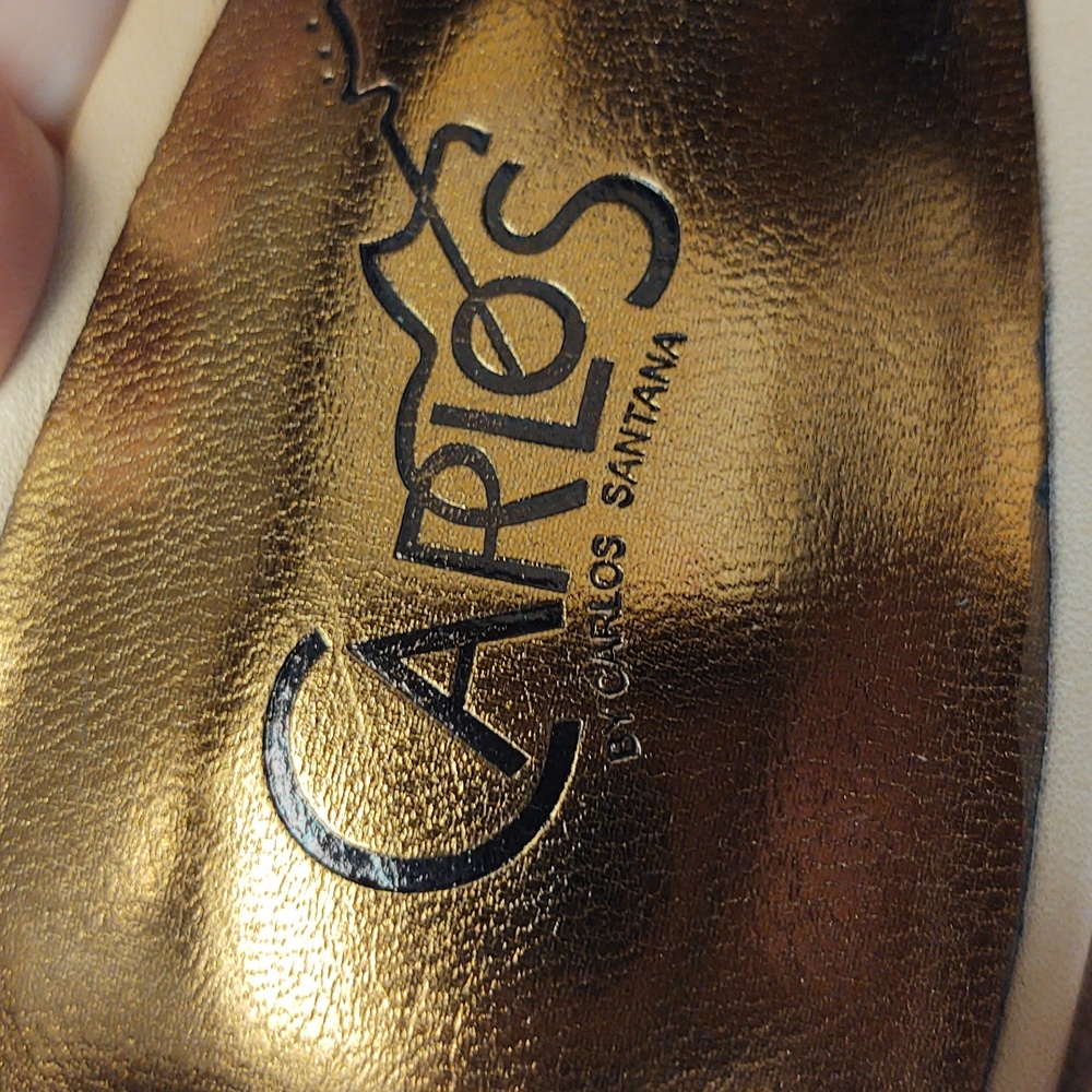 EUC Carlos by Carlos Santana Woven Cream Leather Peep Toe Heels Size 9 - Picture 4 of 8